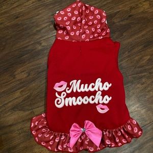 NWT Fur Baby Mucho Kisses Hoodie w/ Hearts Ruffle Valentines Dress